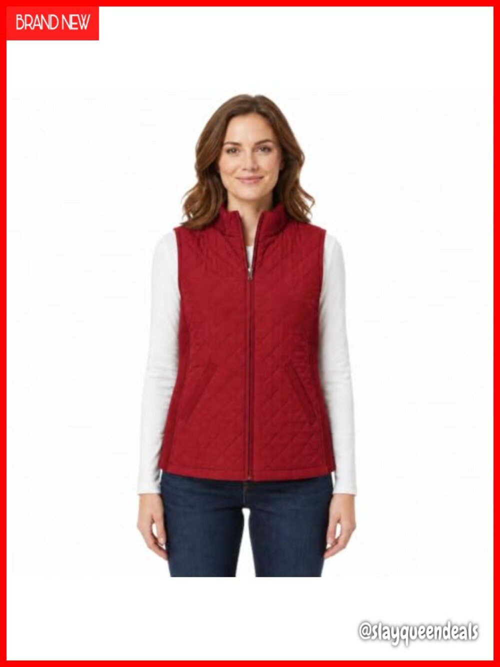 Quilted Lightweight Vest Sleeveless Zip Front Rib Side Panels Women's Layer
